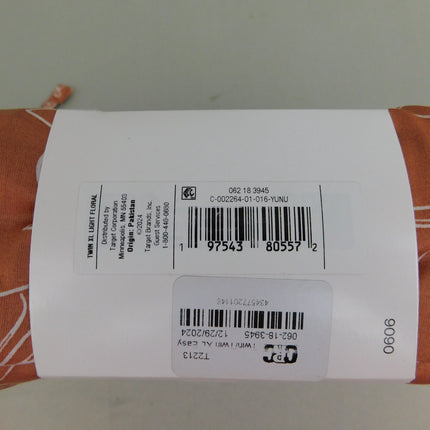 Room Essentials Easy Care Cotton Blend Sateen Sheet Set Twin Rust Floral