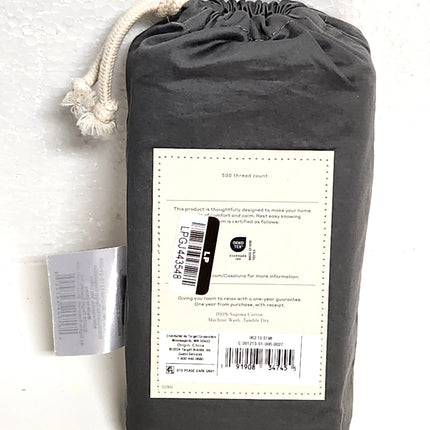 Casaluna 500 Thread Count Sateen Pillowcase Set Standard Dark Gray