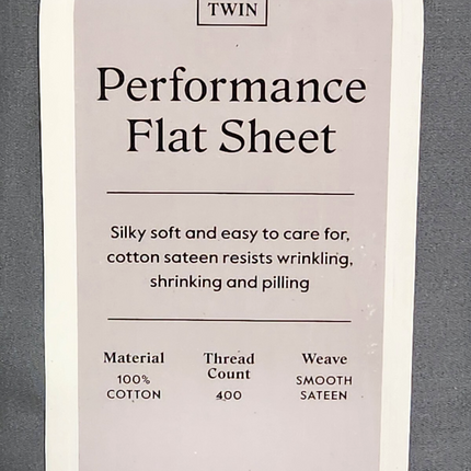 Threshold 400 TC Performance Flat Sheet Twin/Twin XL Radiant Grey