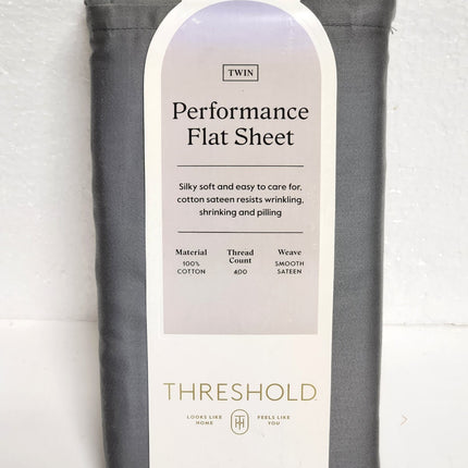 Threshold 400 TC Performance Flat Sheet Twin/Twin XL Radiant Grey