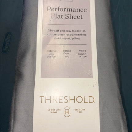 Threshold Queen 400 Thread Count Cotton Flat Sheet Classic Gray