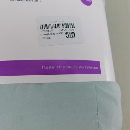 Room Essentials Solid Soft Brushed Microfiber Sheet Set Queen Mint