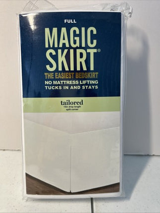 Magic Skirt Full Size Bed Skirt No Mattress Lift Tailored 15" Drop White