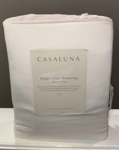 Casaluna 300 Count Temperature Balancing Solid Sheet Set Full White