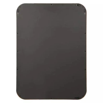 Threshold 22"x30" Rounded Corner Wood Wall Mirror, Walnut Brown Finish, Modern Style