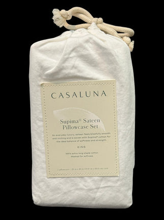 Casaluna Supima Sateen Pillowcase Set King 20x40in White