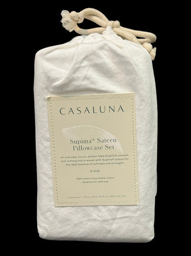 Casaluna Supima Sateen Pillowcase Set King 20x40in White