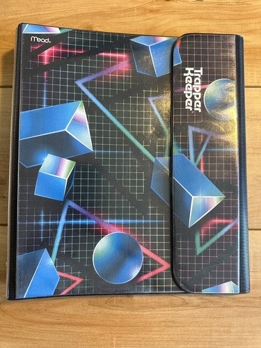 Mead Retro Trapper Keeper Binder Geometric Design with Two Folders