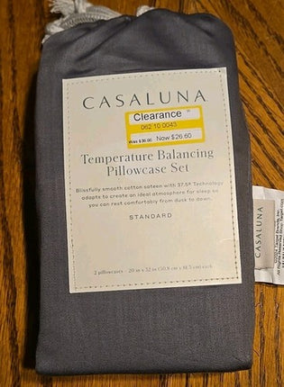 Casaluna 300 TC Temperature Regulating Pillowcase Set Standard Size Metal Grey
