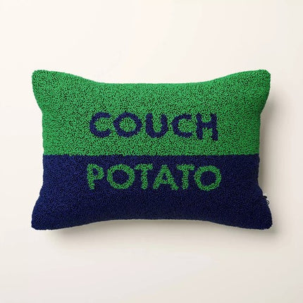 Kate Spade New York Couch Potato Beaded Colorblock Lumbar Throw Pillow 18x12in Green/Navy