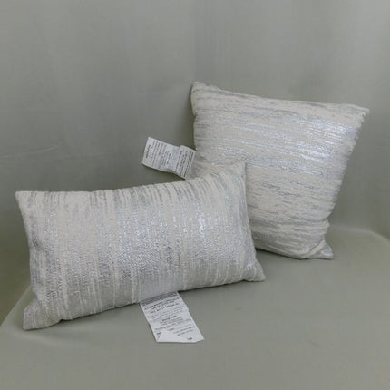 Threshold Metallic Stripe Throw Pillows 18In Cream Silver Set of 2