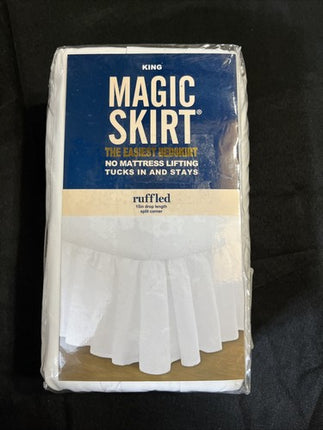 Magic Skirt Bed Skirt Elastic Band Pre-Shrunk White King