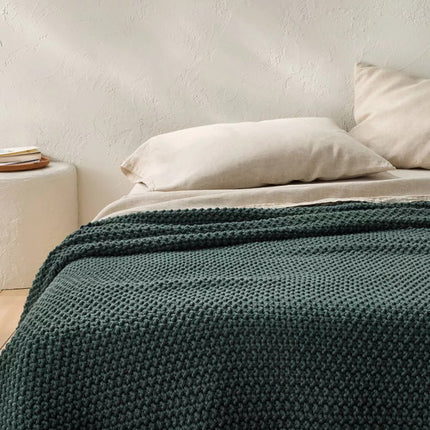 Casaluna Chunky Acrylic Sweater Knit Blanket Full/Queen Dark Teal