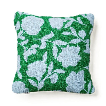 Kate Spade New York Floral Beaded Accent Throw Pillow 12in Green Light Blue