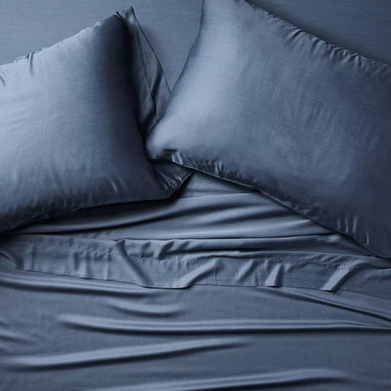 Casaluna 400 Thread Count Rayon from Bamboo Sheet Set King Dark Mineral Blue
