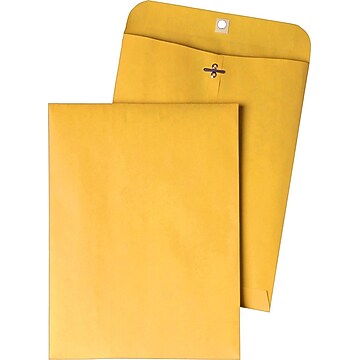 Quality Park 12 x 15-1/2 Clasp Envelopes, Clasp and Gummed Closures, for Oversized Papers, Drawings or Posters, 32 lb Kraft Paper, 100/Box (QUA37810)