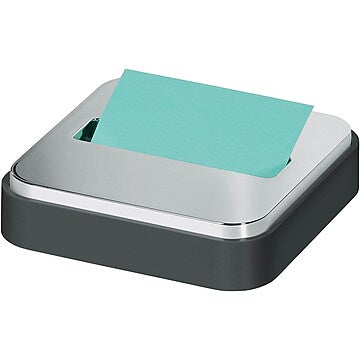 Post-it Note Dispenser with Post-it Pop-up Notes, Black Base with Steel Top, 1 Aqua Splash 3 in. x 3 in. Super Sticky Note Pad, Classroom or Office Supplies