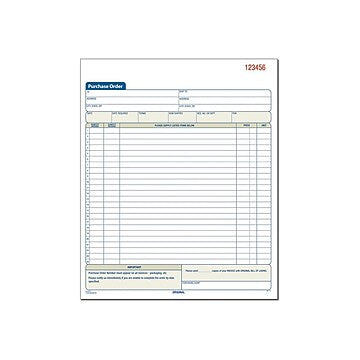 Adams Purchase Order Book, 8.38 x 10.69 Inch, 3-Part, Carbonless, 50 Sets, White, Canary and Pink (TC8131)