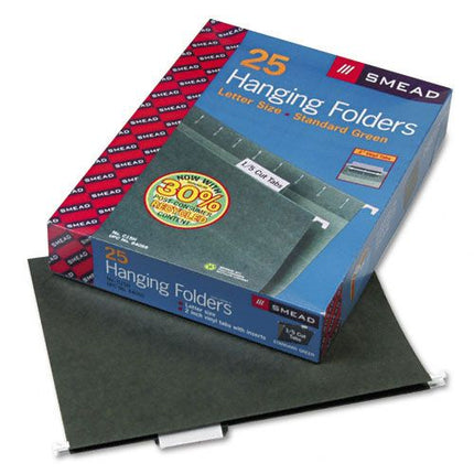 Smead Hanging File Folder, 1/5-Cut Adjustable Tab, Letter Size, Standard Green, Hanging Folders for Filing Cabinets, File Organizer Folder, 25 Per Box (64055)