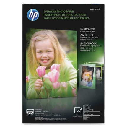 HP Everyday Photo Paper, Glossy, 4x6 in, 100 sheets (CR759A), Pack of 1
