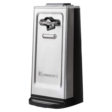 Kenmore Electric Can Opener - Arthritis-Friendly, Bottle Opener, Knife sharpener, Latas Abrelatas, Cord Storage, Automatic Countertop Appliance Stainless Steel Detachable Cutting Lever Black & Grey