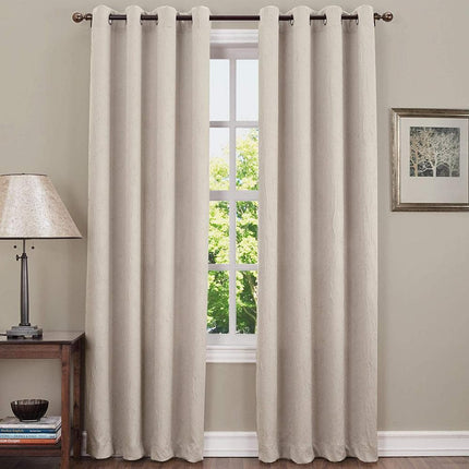 54"x84" Sun Zero Room Darkening Seymour Grommet Curtain Panel Stone: Modern Thermal Insulated, Energy Efficient, Noise Reduction