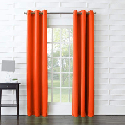 40"x63" Sun Zero Room Darkening Lazlo Grommet Curtain Panel Tangerine Orange: Modern Thermal Insulated, Energy Efficient
