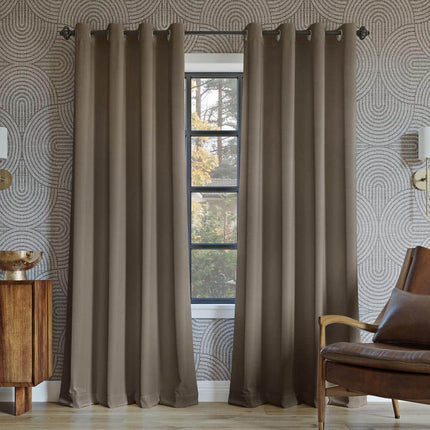 52"x108" Sun Zero 100% Blackout Oslo Theater Grade Grommet Curtain Panel Taupe: Indoor 108 Inch Solid Polyester