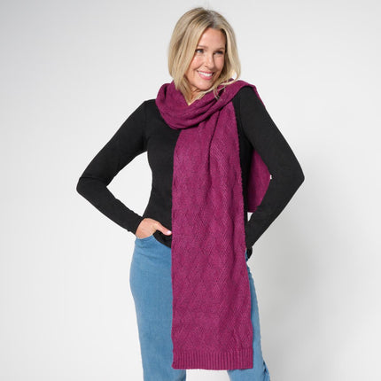 TWRHLL Christie Brinkley Soft Basketweave Cable Knit Plush Sweater Scarf