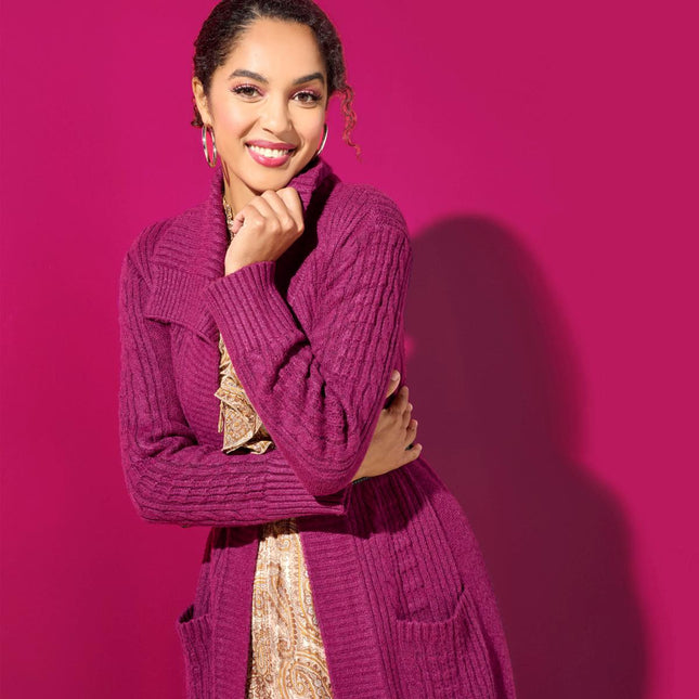 TWRHLL by Christie Brinkley Soft Silky Cable Knit Duster Cardigan