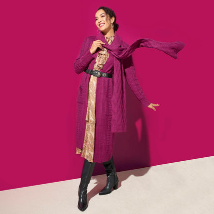 TWRHLL by Christie Brinkley Soft Silky Cable Knit Duster Cardigan