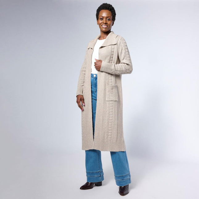 TWRHLL by Christie Brinkley Soft Silky Cable Knit Duster Cardigan