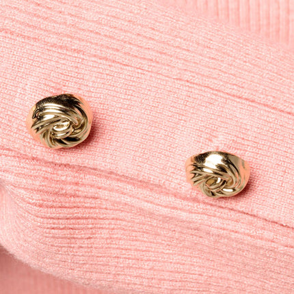 TWRHLL by Christie Brinkley Rib Knit Turtleneck Gold Button Sweater