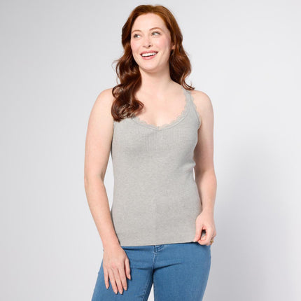 TWRHLL by Christie Brinkley Lace-Trimmed Sweater Knit Tank