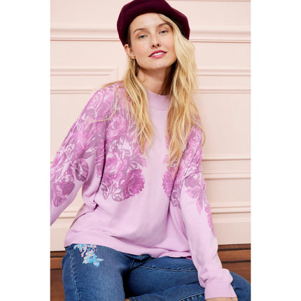 TWRHLL by Christie Brinkley Vintage Floral Print Mock-Neck Sweater