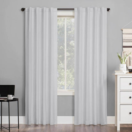 40"x84" Sun Zero 100% Blackout Cyrus Thermal Back Tab Curtain Panel White: Modern Solid Indoor Polyester