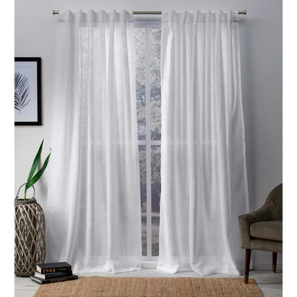 Set of 2 (96"x54") Bella Hidden Tab Top Sheer Curtain Panels: White, Mid-Century Modern, Polyester - Exclusive Home (Please be advised that sets may be missing pieces or otherwise incomplete.)