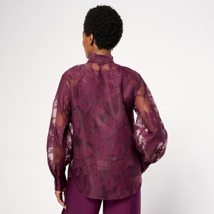 Elegant WynneCollection Embellished Chiffon Bow Blouse with Inner Tank