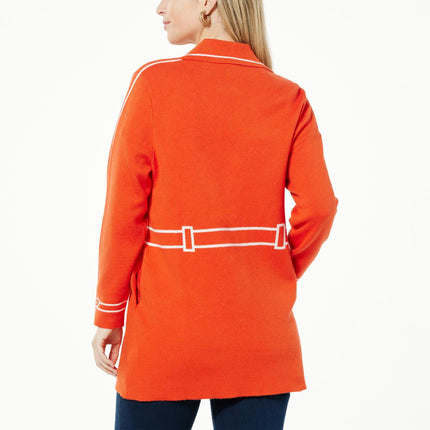 WynneCollection SoftKNIT Trompe L'oeil Trench Topper Jacket with Side Pockets