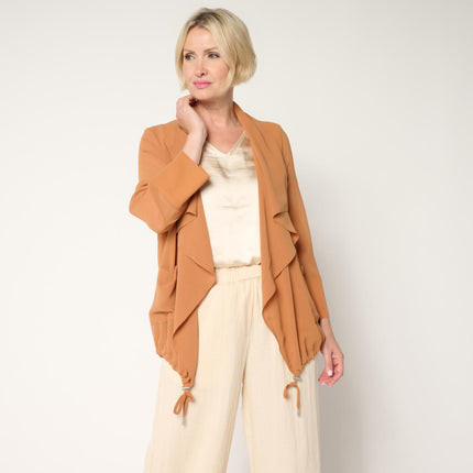 MarlaWynne WynneLayers Drape-Front Chiffon Jacket with Adjustable Waist