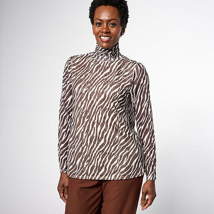 WynneLayers Mesh Knit Turtleneck Top with Double-Layered Body